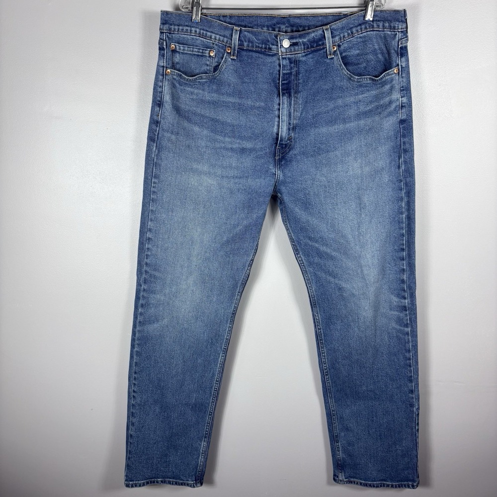 Levi's 505 Men's 42x32 Dark Wash Blue Straight Leg Regular Fit Denim Jeans